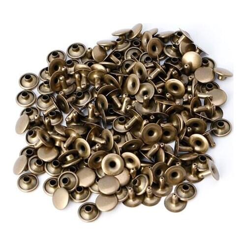 100x Double Cap Rivet Tubular Metal Leather Craft Repairs Studs Punk Spike Decor