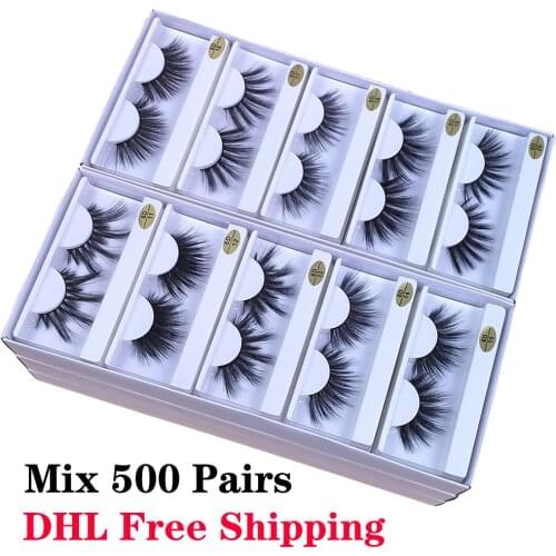 25mm Mink Lashes Wholesale 100/300/500 Pairs False Eyelashes Thick Strip Makeup Dramatic Long 25 mm Mink Eyelashes Pack In Bulk