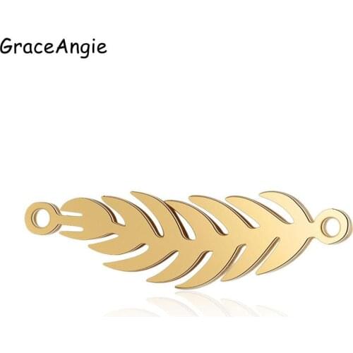 5pcs charms Pendant For Bracelet Connector Trell Leaves Shape Necklaces Pendants Jewelry for Women Sweater Chain Stainless Steel