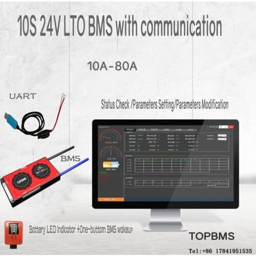 10S 24V LTO BMS 20A -80A with Bluetooth phone APP RS485 CANbus NTC UART used for LTO Batteries 2.3V2.4V connected in 10 series