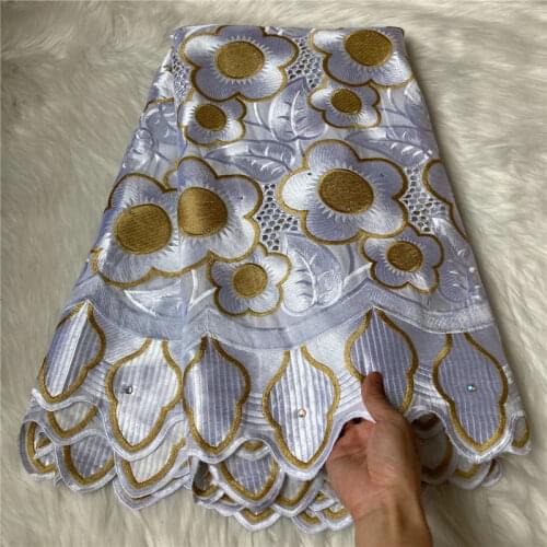White lace fabric 2021 high quality lace nigerian lace fabric for women dress african tulle lace with stones 5yards per piece