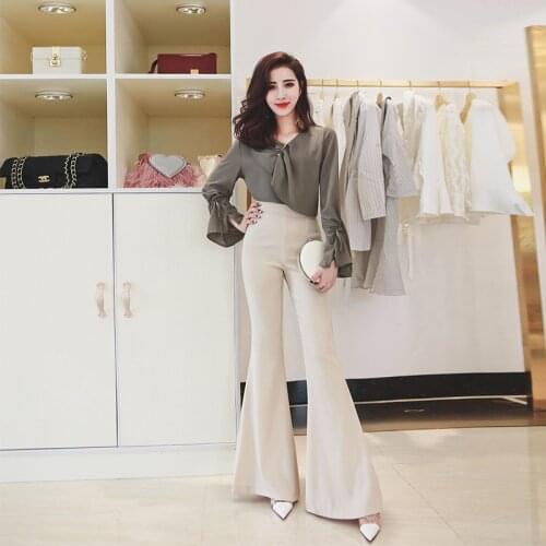 Women flared trousers Spring/Autumn High waist Casual flared trousers Bell bottom pants pantalon femme Waist Wide Leg Pants