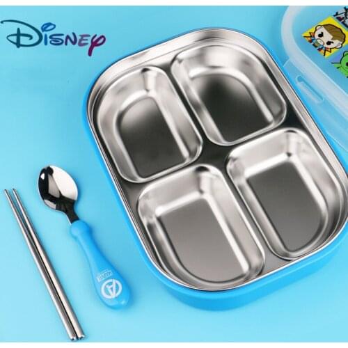 Disney Childrens Plate Bowl Spoon Men and Women Stainless Steel Separate Dish Meal Tray Safe Cutlery Set Christmas
