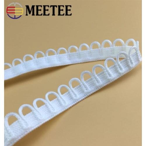 20M Meetee U-wave Lace Trim Ribbon Buttonhole Braided Curved Edge Elastic Band for Dress Garment DIY Sewing Clothing Accessories