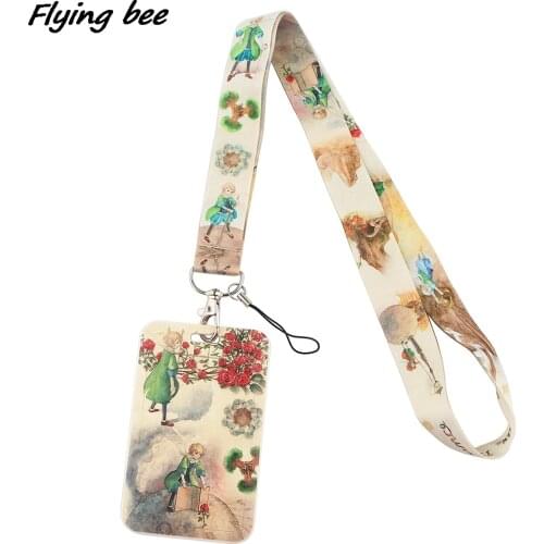 Flyingbee X1670 Prince And Red Rose Lanyard Card Holder Student Hanging Neck Mobile Phone Lanyard USB Badge Holder DIY Hang Rope