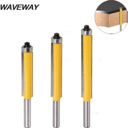 WAVEWAY 8mm Shank 2" Flush Trim Router Bit with Bearing for Wood Template Pattern Bit Tungsten Carbide Milling Cutter for Wood