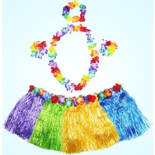 Hot sale 40cm 5pcs /set Hawaii Grass Skirt Fashion Show Dance Hula Thickening Suit Children Adult Clothing Hula Dance Costume