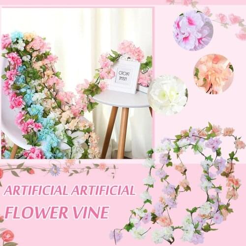 Simulation Cherry Rattan Artificial Flower Artificial Plant Rattan Bridal Wedding Bouquet Home Decoration Wall Decoration #WT
