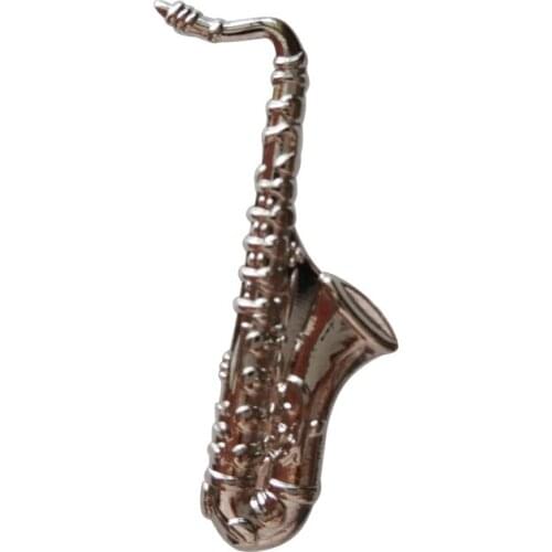 Mini metal Saxophone lapel pin badge gifts -Iron plated in Nickel+butterfly button Free shipping(300 pcs/lot)