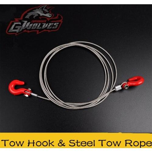 GWOLVES 86cm Metal Trailer Hook Wire rope for 1/10 rr10 scx10 rc4wd hsp TF2 Axial SCX10 D90 trax TRX-4 Crawler Rally RC parts