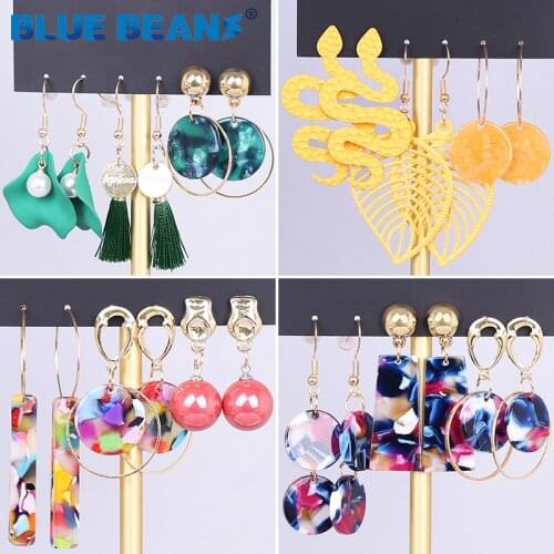 BLUE BEANS set earrings fashion jewelry drop earrings women 2021 long earrings set geometry earring boho lovely girl wholesale