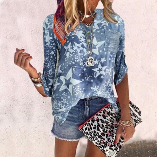 New Womens Tops 2021 Summer Floral Print Long Sleeve Shirts Turn Down Collar Shirt Spring Clothes Casual Top