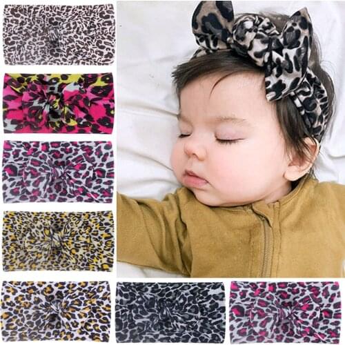 3# Hair Bands For Children Kids Hairband Newborn Girls Leopard Headband Hair Band Bow Accessories Headwears Повязка На Голову
