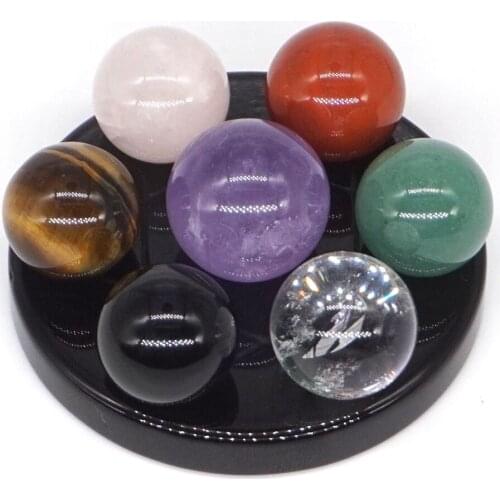 Natural Gemstone 7 Star Array Chakra Stones Set Crystal Sphere Ball Reiki Healing Wicca Spiritual Home Room Lucky Energy Decor