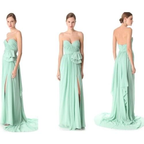 Simple cheap mint color sweetheart long floor length custom size bridesmaid dresses wedding guest dress bridal party dresses