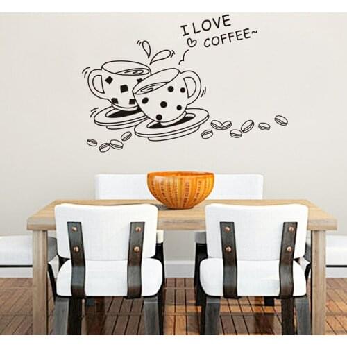 Creative Kitchen Wall Decals Coffee cup Home Decor Cartoon Wall Stickers Decorations Poster DIY Mural art Decals