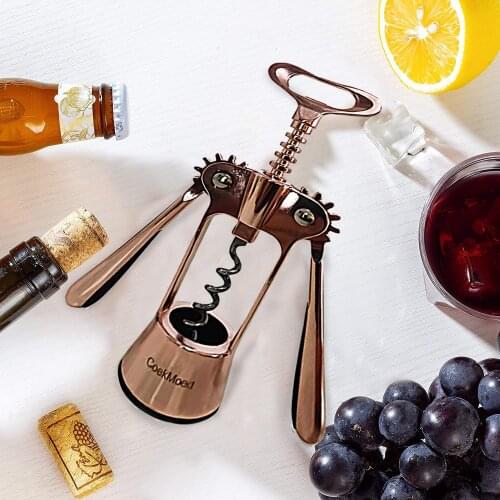 CoekMoed Rose Gold Wing Corkscrew Wine Opener Zinc Alloy Bottle Opener Utensils Kitchen Gadgets Bars Sommeliers Tools