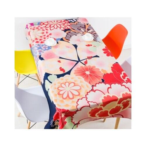 Japanese Ukiyoe flower table cloth cotton linen tablecloths cover towel thick rectangular antependium dining hall decoration
