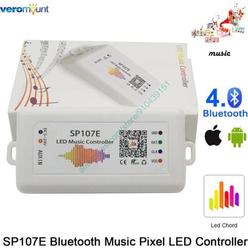 LED Chord SP107E Music LED Controller Bluetooth Andorid iOs APP Control DC5-24V for WS2812 SK6812 Pixel Addressable LED Strip