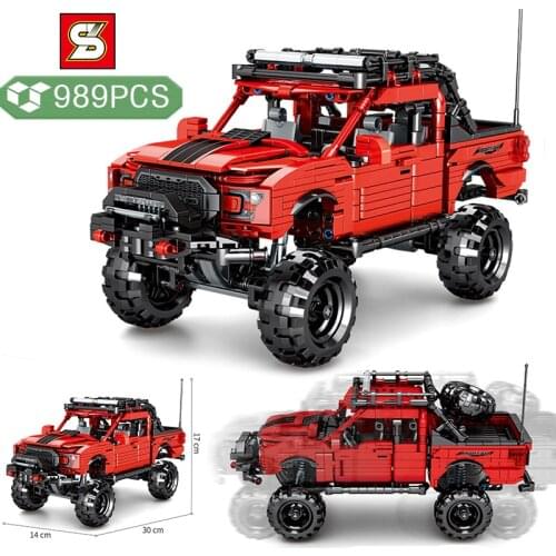 SY BLOCK Technical Ideas Off-road Classic Static Model Car Building Blocks with Pull Back Function Bricks Toys Kids Birthday