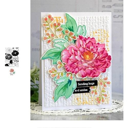 Leaves and peony flower Cutting Dies Scrapbook Diary Decoration Stencil Embossing Template DIY Greeting Card Handmade New Metal