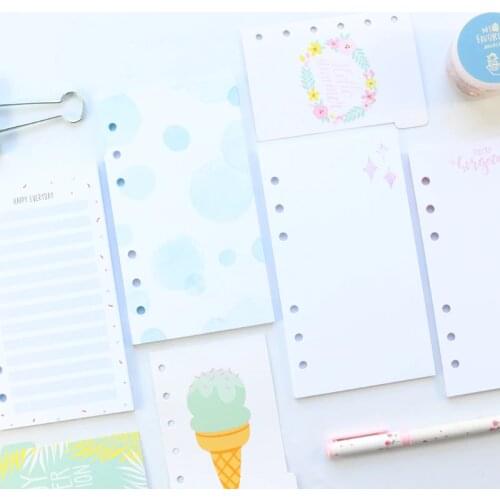 Domikee 2020 New candy school girls' refilling inner papers core for 6 rings spiral binder planner notebooks stationery A6