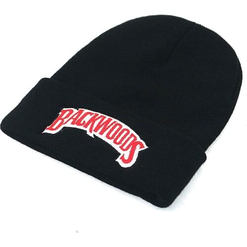 BACKWOOD embroidery knitted beanie hat for autumn winter cotton flexible soft hip hop beanies warm fashion ski cap unisex