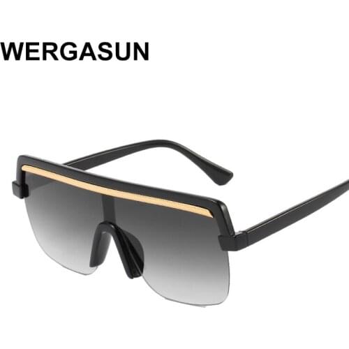 WERGASUN Oversized Sunglasses Women Big Frame Square Flat Top Sun Glasses Female Men Vintage Mirror Shades Gradient UV400