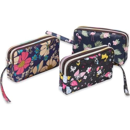 M054 Retro Fashion Canvas Handbag For Women Individual Flower Printing Double-layer Zipper