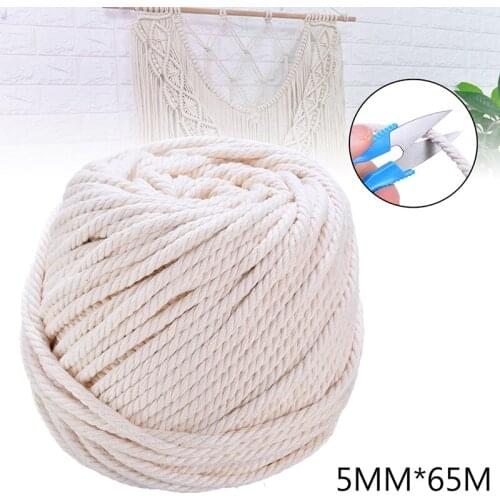 1Pcs 2/3/4/5/6mm Cotton Macrame Rope Twisted String Cord Natural Beige For Handmade Gift DIY Home Wedding Accessories