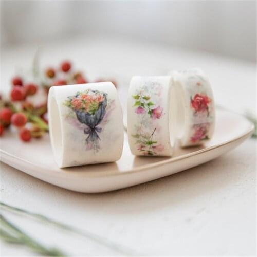 1 Pcs Cute Kawaii Flowers Cartoon Masking Washi Tape Decorative Adhesive Tape Decor Decora Diy Scrapbooking Sticker Label