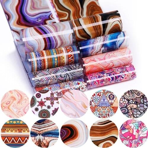 10pcs/set Nail Foils Marble Series Nail Transfer Foils Decorations DIY Idea Nail Art Transfer Sticker Decals Nail Accessories
