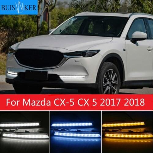 2 pcs For Mazda CX-5 CX 5 2017 2018 12V LED DRL Daytime Running Light Fog Lamp Decoration with Flowing Turn Signal style Relay