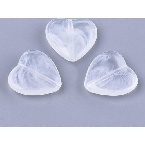 20pcs Acrylic Imitation Gemstone Heart Beads Bracelet Necklace for Jewelry Craft Making Decoration 22x23x6.5mm, Hole: 1.5mm