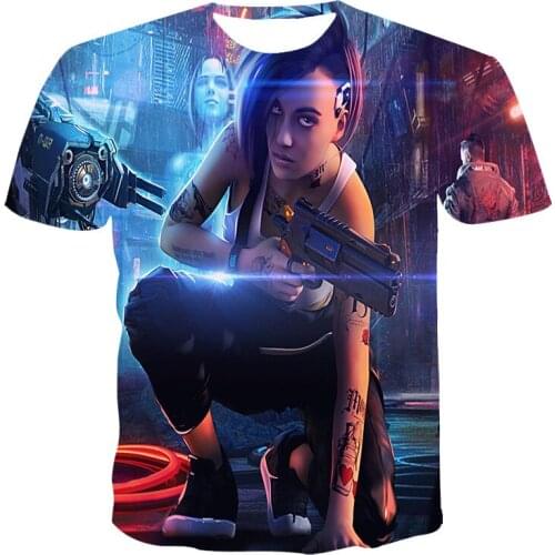 2021 Popular Pattern Cyber Style Mens 3DT-Shirt Digital Print O-Neck Fine Plain Cloth Polyester Elastic Breathable Punk Style