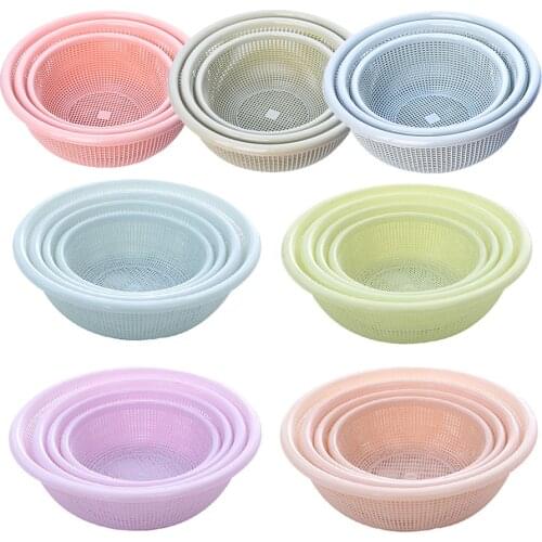 3/4pcs/set Fruit vegetable Cleaning Basin Round Hollow Vegetable Basket Vegetable Drain Screen Set Kitchen Fruit Storage Basket