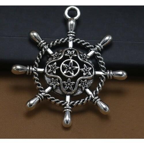 ANGRLY 10pcs 38*34mm Have Hook Up Silver Alloy Sailor Rudder Anchor Accessories Handmade Accessories Party Craft Supplies