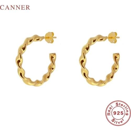 CANNER French Simple Twist Twist Texture Earrings For Women S925 Sterling Silver Piercing Stud Earrings Fine Jewelry Pendientes