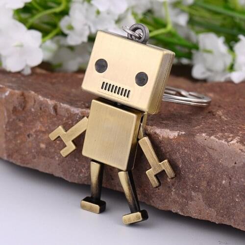 Bronze Silver Metal Robot Danboard Bress KeyChain Key Ring Move Mechanic Car Auto Waist Key Chains Alloy Keyholder Child Men