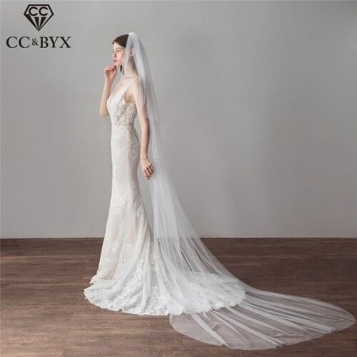 CC Wedding Jewelry Long Veil Hair Bride Luxury Engagement Accessories For Women Church Party Double Design Headdress DIY V615