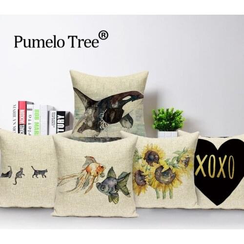 Flower Pillow Case Simple Square Colorful Outdoor Cushions High Quality Throw Pillows Goldfish Cushions Decorative Cover Cushion