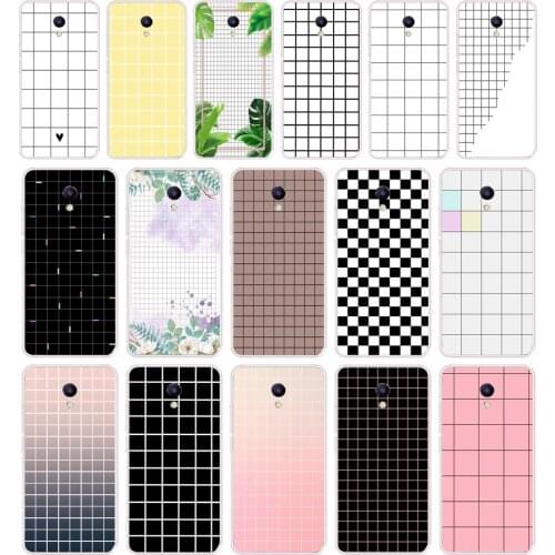 157SD Luxury Retro Black White Grid Soft Silicone Tpu Cover phone Case for Meizu M5 M5S M5C M6 M6S M6T Note Pro 7 Plus
