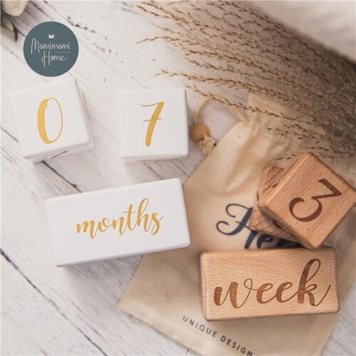 Wooden Baby Milestone Cards Commemorate block Baby Birth Monthly Recording Cards Newborn Infant Shower Gifts Photography Props