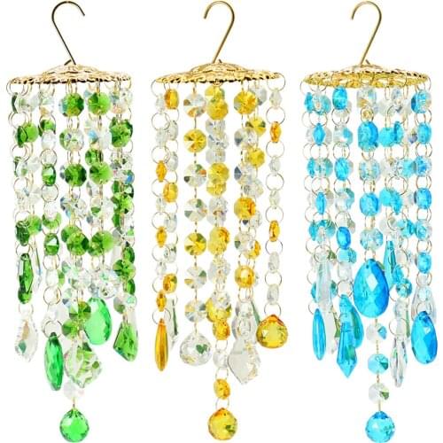 Chandelier Wind Chime Coating Crystal Hanging Window Colorful Rainbow Chaser Pendant Office Decor Ornament Gifts
