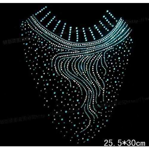 Hot Fix Motif Rhinestones Neckline Collar Applique Iron on Patches Cloth Stickers Sewing Supplies Crystal Strass 10piece/TH75