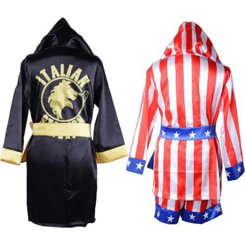 Traje de boxeo Balboa para de Apollo Rocky Cosplay italiano Stallion bandera americana conjunto de pantalones cortos