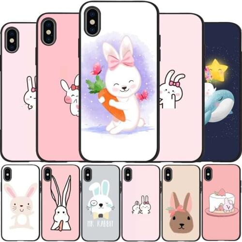 Rabbit black Silicone Phone Case For iPhone 12 XR XS Max 5 5S SE 2020 6 6S 7 8 PLUS X 11Pro Max 11 Cover
