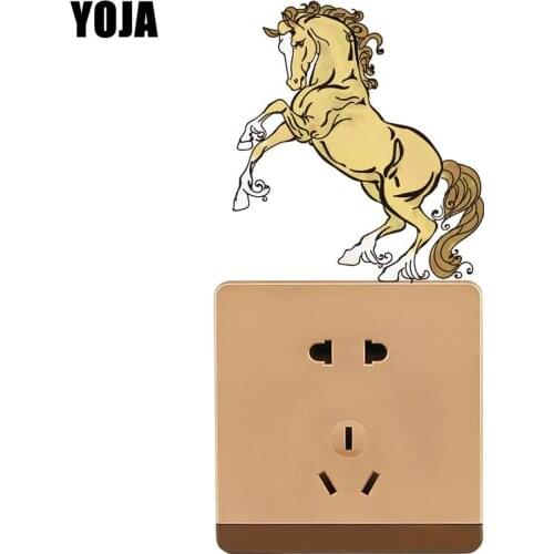 YOJA Hand-painted Horses Raise Their Hoofs Home Switch PVC Decal Wall Sticker Decoration Accessories 8SS0754