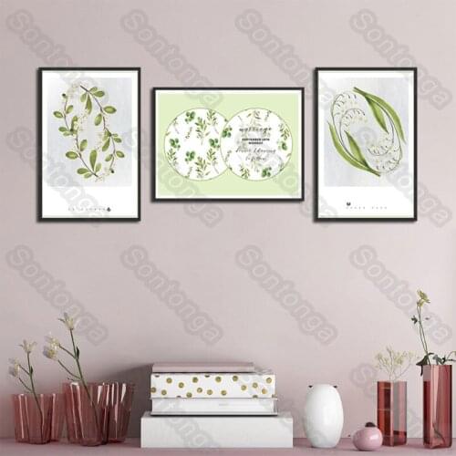 Mural Oil Painting Art Poster Green Leaf Plant Simple Modern Home Decoration Canvas Nordic Art Sofa Background