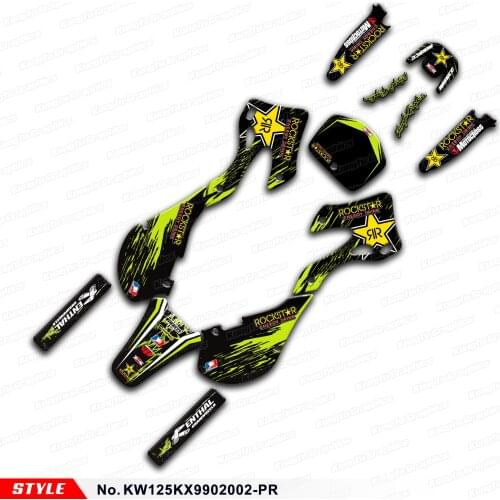 Aftermarket Custom Stickers Motocross Decals Wrap Kit for KX125 KX250 1999 2000 to 2002, Style No.KW125KX9902002-PR